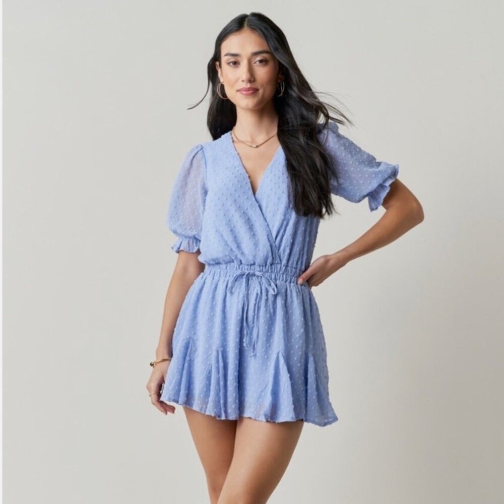 Trixxi Blue Surplice Romper – Size S